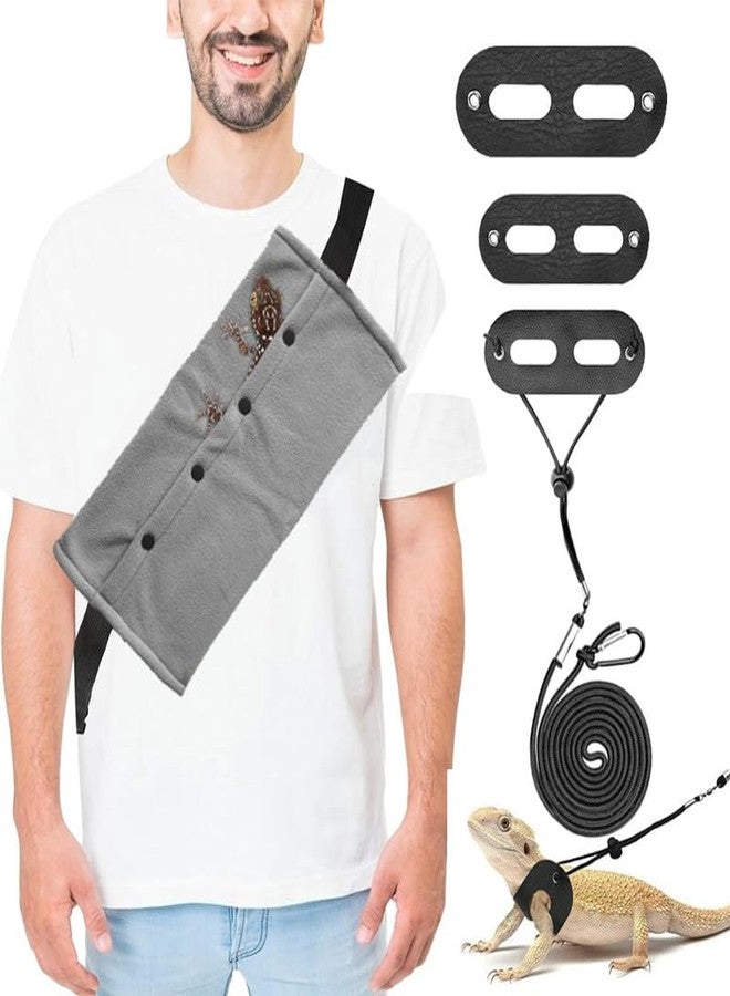 hokable Small Animal Sling Carrier,Small Animal Bag for Bearded Dragons Lizards and Reptile with Adjustable Strap Tow Rope 3 Sizes Pack + Small Animal Sling Carrier（Grey） - Image 1